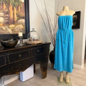 calypso terry towel Halter Sun Dress w/ cinched elastic waist w/ tie